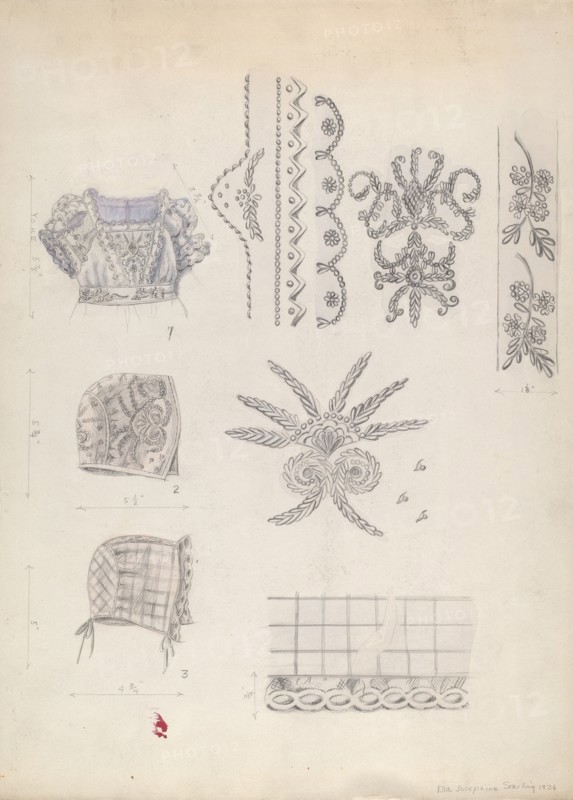 Infant's Dress Yoke and Mull Cup, 1936.