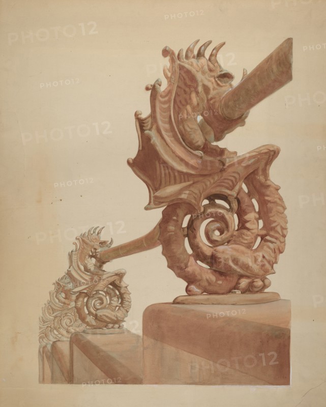 Iron Fence - Sea Horse Design, c. 1936.