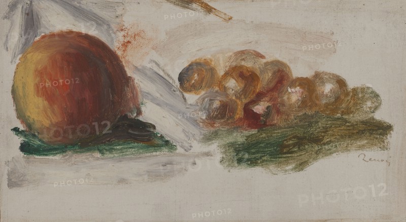 Pêche et raisins, c.1914. Peach and grapes.