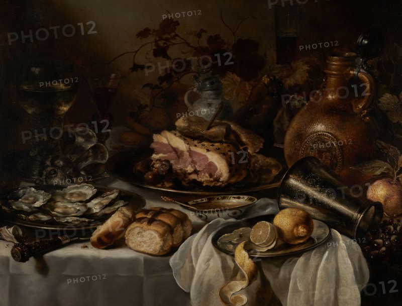 Still life with ham, between 1640 and 1649.