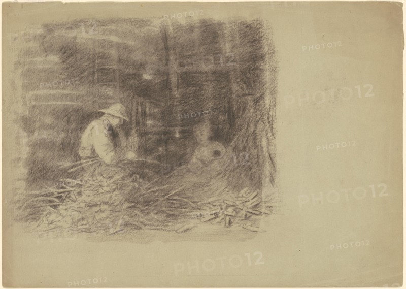 Farmers Shucking Corn [recto], c. 1870-1880.