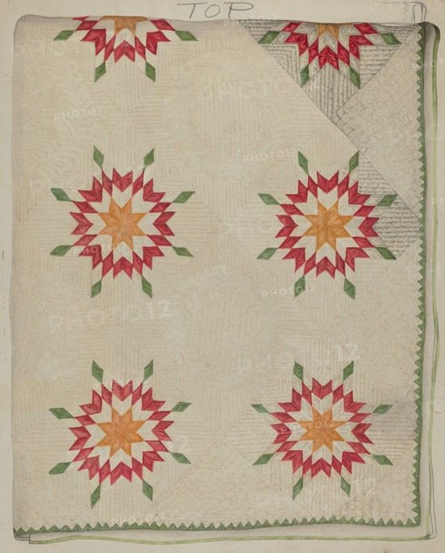 Quilt - Applique Patterns with Border, c. 1936.