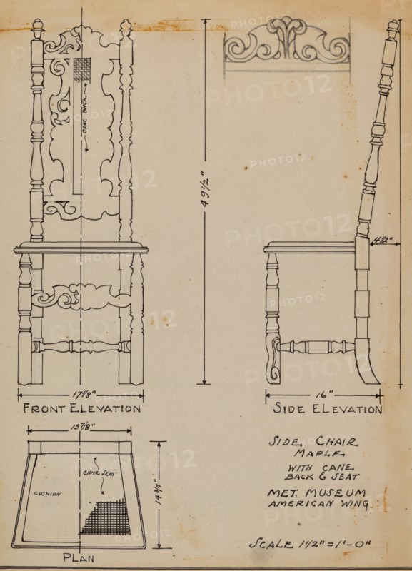 Side Chair, with Cane Back and Seat, 1935/1942.