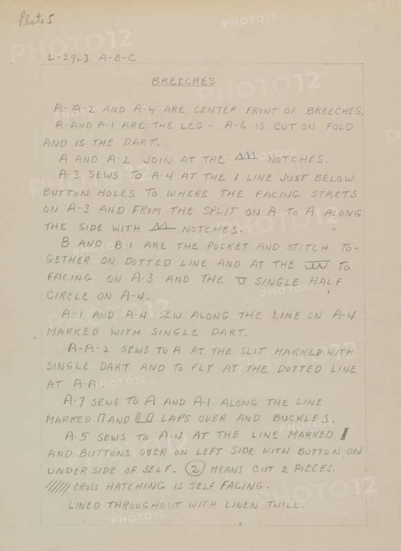 Written Instructions for Making a Suit, c. 1938.