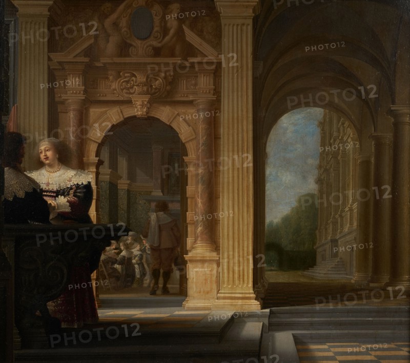 Gallant scene in a palace, between 1630 and 1636.