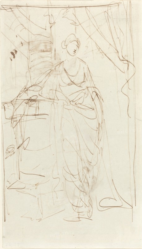 An Elegant Lady in Classical Dress [recto], 1780s.