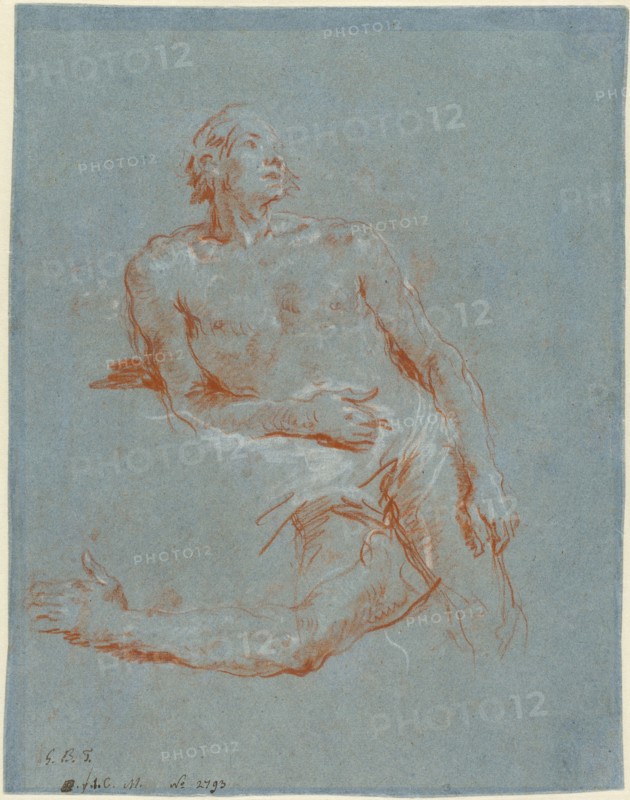 Male Nude Leaning on His Elbow (verso), 1752/1753.