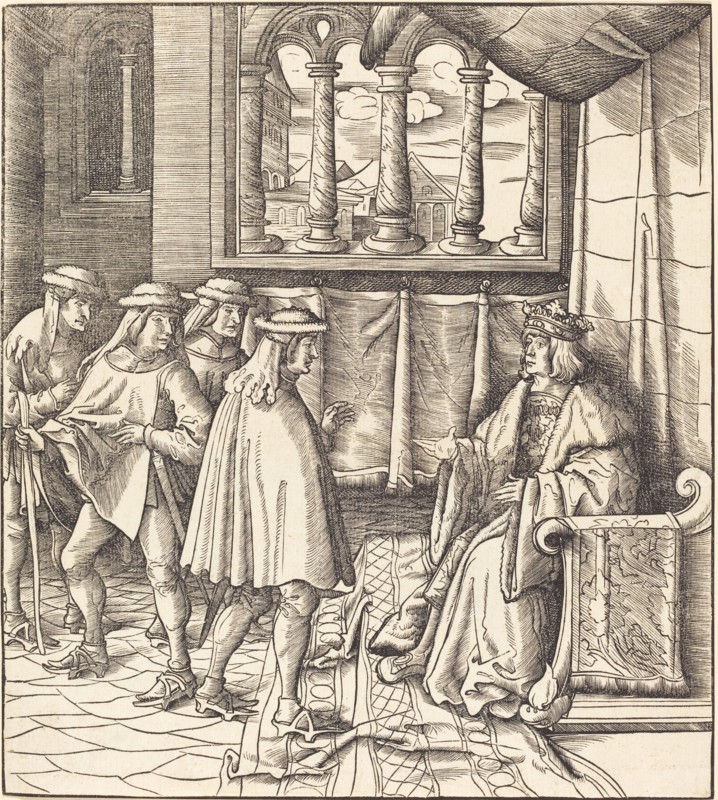 A King on a Throne, before him Four Men, 1514/1516.