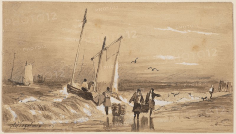 Sea-coast with Fishermen, 1843. Private Collection.