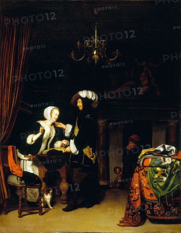 Gentleman in the shop, after Frans van Mieris, c.1660.