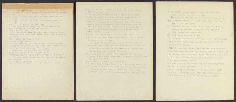 Sugar Merchant's Suit (Written Description), 1935/1942.