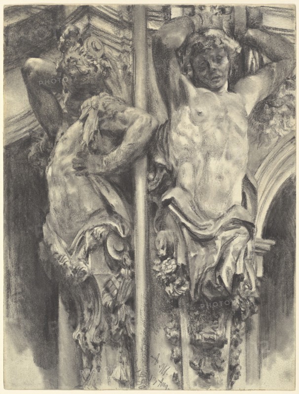 Atlases on the Wallpavillon of the Dresden Zwinger, 1880.