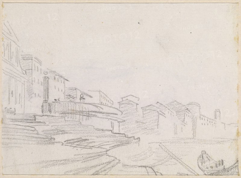 Buildings along a Riverside [verso], probably c. 1754/1765.