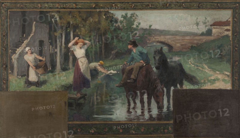 Esquisse pour la mairie d'Arcueil-Cachan : L'abreuvoir, 1888.