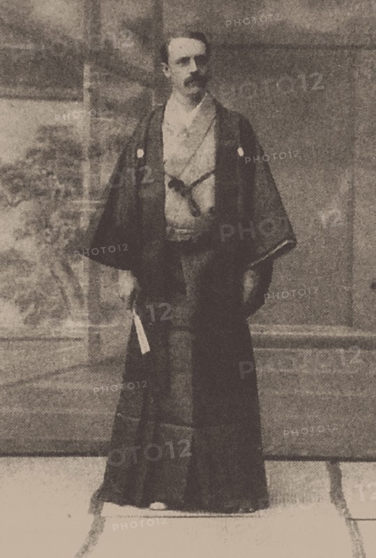 Josiah Conder (1852-1920) wearing Kimono. Private Collection.