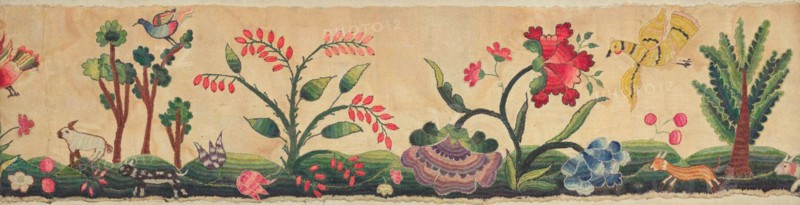 Section of Crewel Embroidery on Border of Petticoat, 1935/1942.