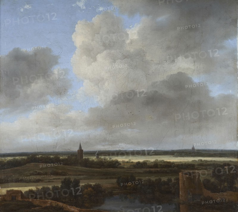 Landscape with a ruined castle and church, between 1648 and 1682.
