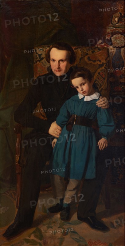 Portrait de Victor Hugo avec son fils François-Victor Hugo, 1836.