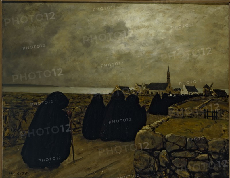 Messe basse en hiver (Bretagne), c.1902. Mass in winter, Brittany.