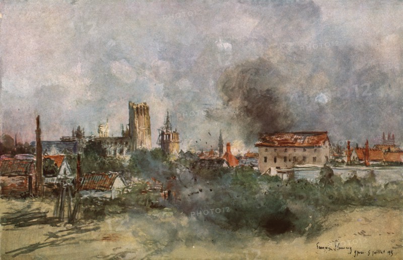 ''Bombardement d'Ypres, le 5 juillet 1915.', 1915. Creator: Unknown.