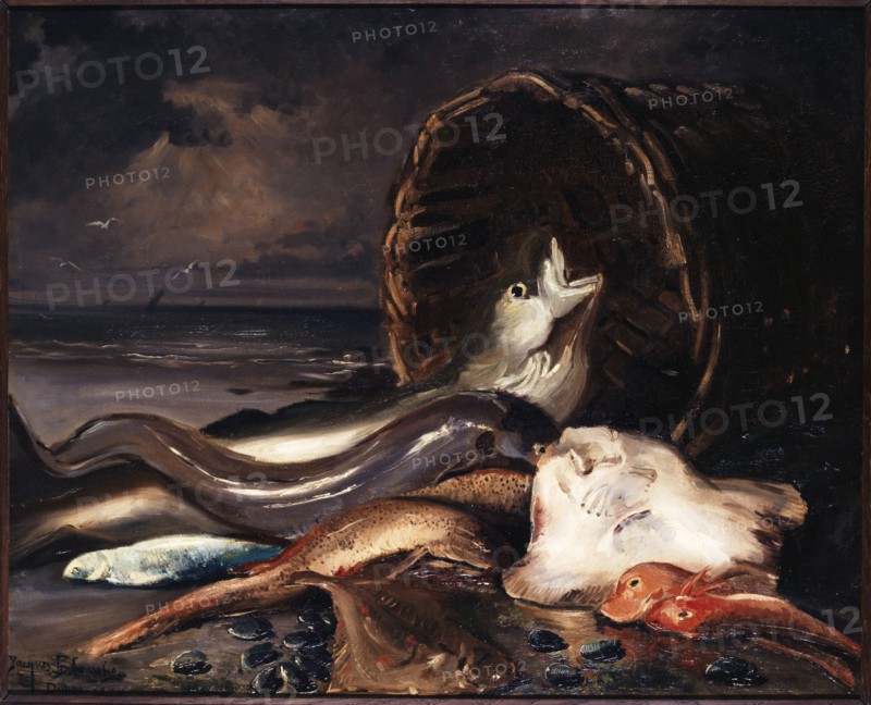 Nature morte aux poissons, Dieppe, 1878. Still life with fish, Dieppe.