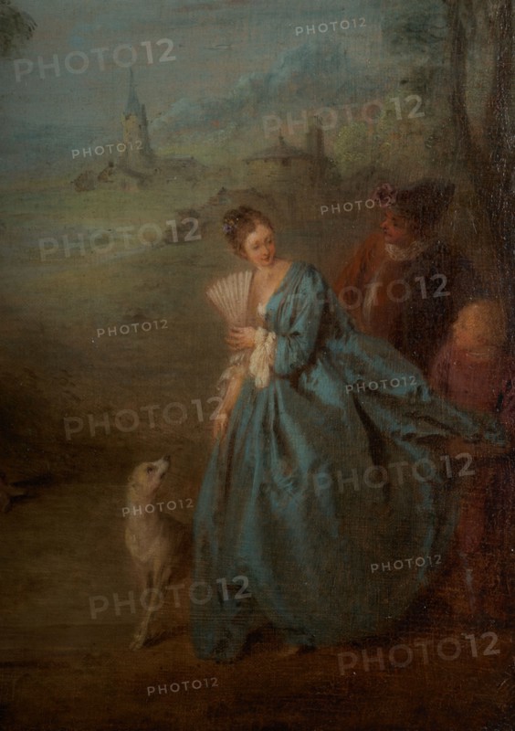 Assemblée dans un parc, between 1715 and 1736. Party in a park, detail.