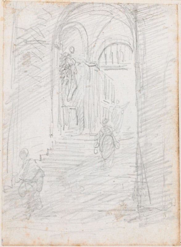 Figures on a Monumental Interior Stairway [recto], probably c. 1754/1765.