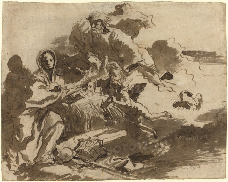God the Father and Angels Adoring the Madonna and Child [recto], c. 1753.