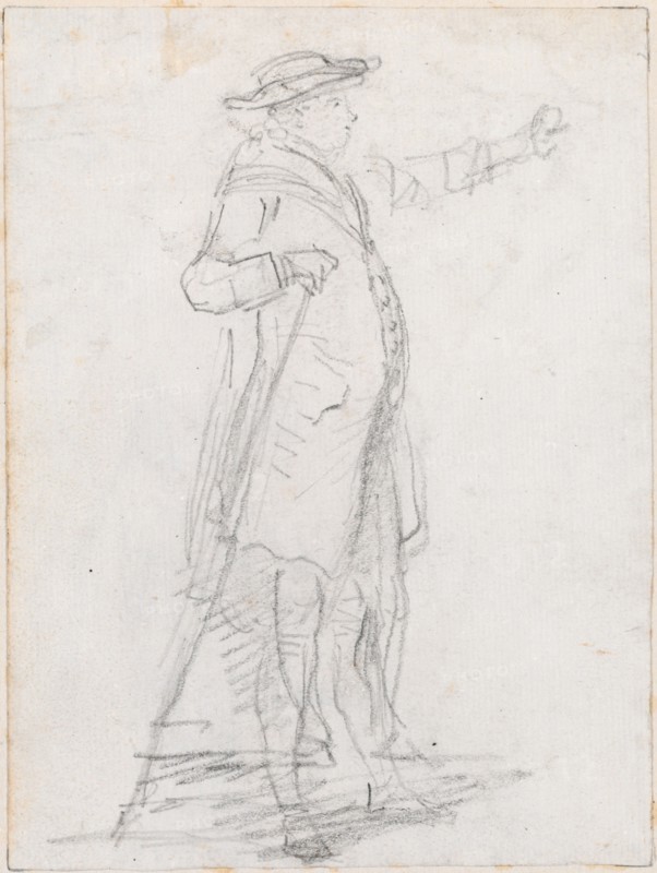 Man with a Walking Stick, Seen in Profile [recto], probably c. 1754/1765.