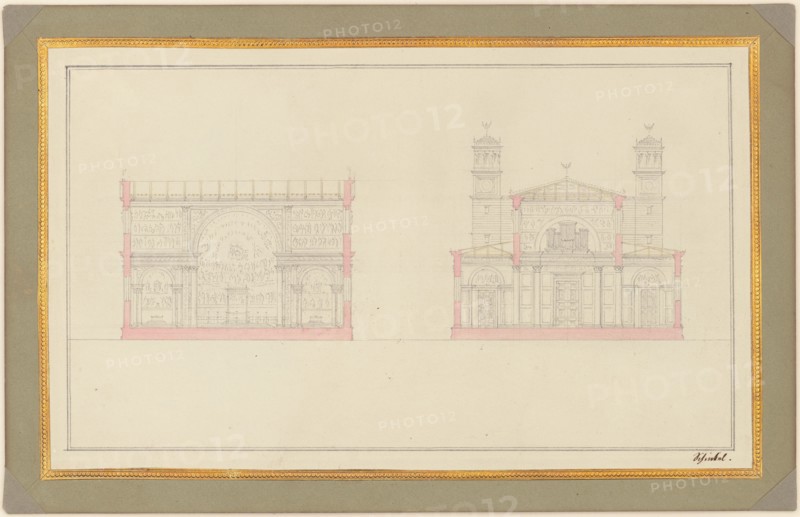 Section of the Crossing and the West End of a Cathedral for Berlin, 1827.