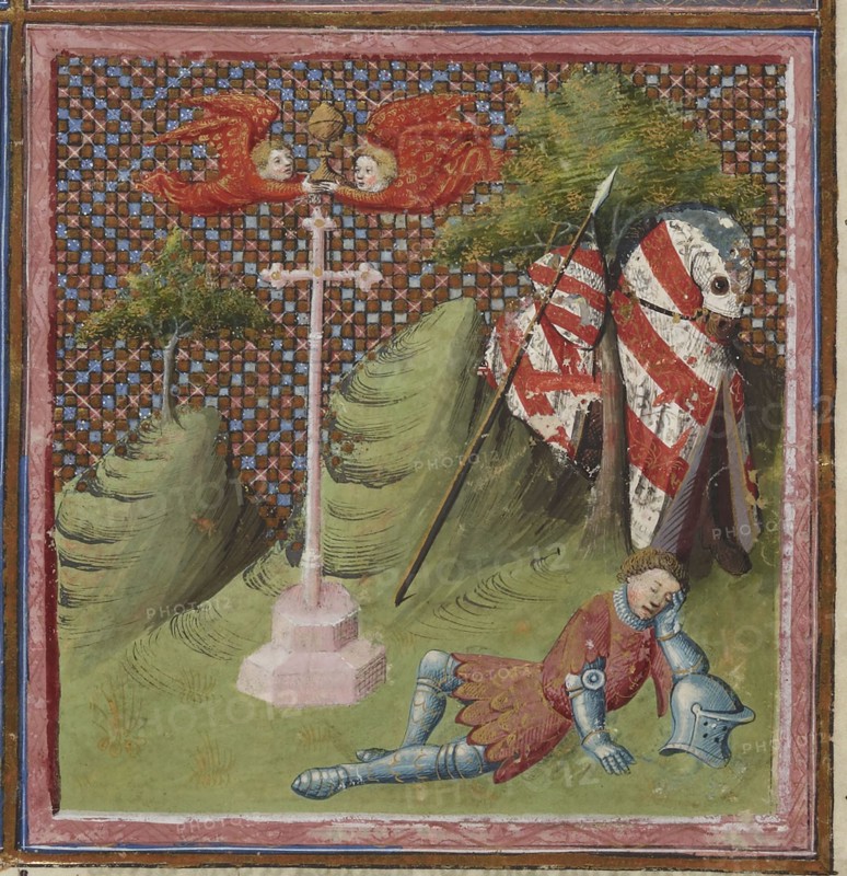 Lancelot at the Chapel of the Holy Grail, 15th century. Creator: Anonymous.