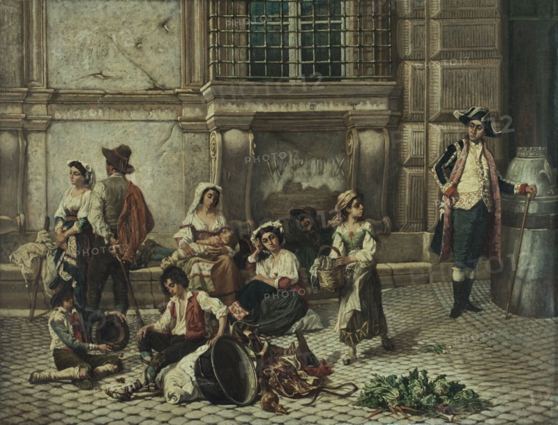 Porte du palais Farnèse à Rome, c.1880. Door of the Farnese Palace in Rome.