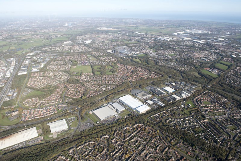 Washington New Town and environs, from the south west, Tyne and Wear, 2018.