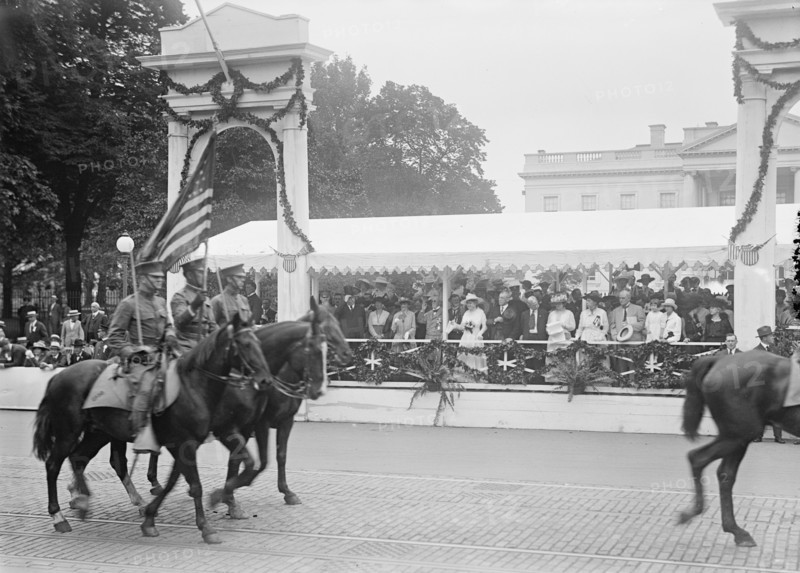 Confederate Reunion - Parade; Reviewing Stand, 1917. Creator: Harris & Ewing.