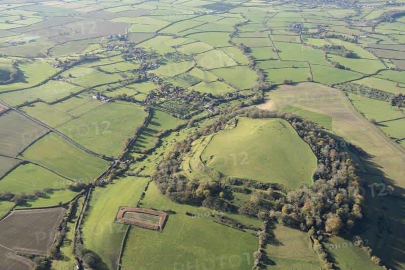 Cadbury Castle, the earthwork remains of an Iron Age hillfort, Somerset, 2017.
