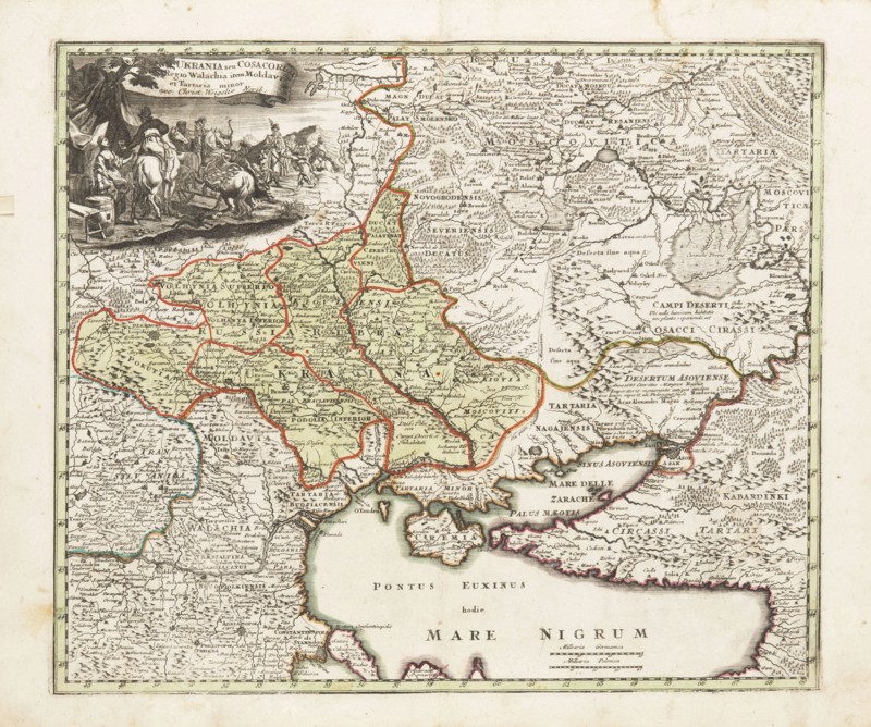 Map of Ukraine and surroundings of the Black Sea, um 1700. Private Collection.