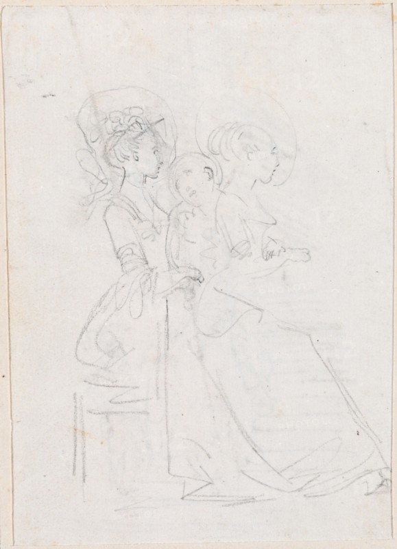 Two Seated Women with Male Figure between Them [verso], probably c. 1754/1765.