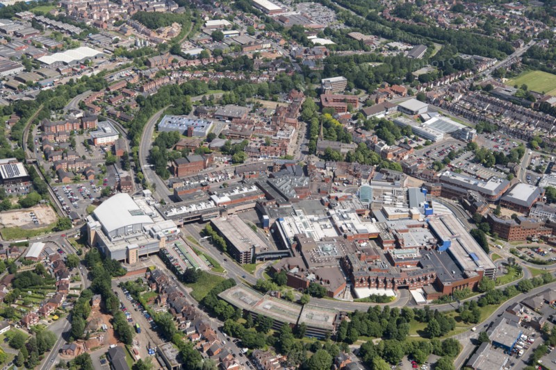 The town centre and Kingfisher Shopping Centre, Redditch, Worcestershire, 2018.