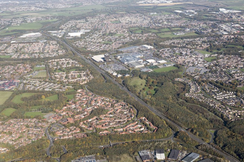 The town centre, shopping centre and New Town, Washington, Tyne and Wear, 2018.