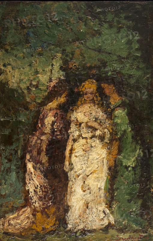 Trois femmes sous les arbres, between 1870 and 1880. Three women beneath trees.