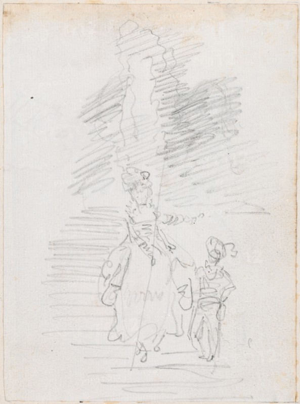 Woman and Smaller Male Figure on Grand Stairway [recto], probably c. 1754/1765.