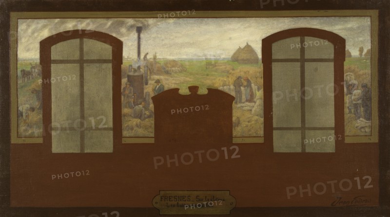 Esquisse pour la mairie de Fresnes : Sur le plateau - Les batteurs de blé, 1905.