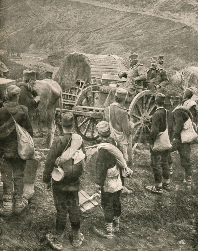 ''Le Vieux Roi Pierre de Serbie sur la Route de L'Exil.', 1916. Creator: Unknown.