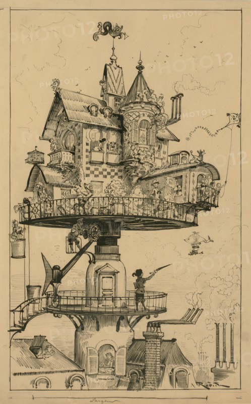 Illustration for "Le Vingtième Siècle" by Albert Robida, 1883. Private Collection.