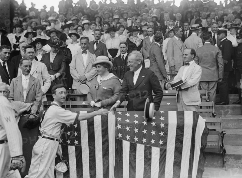 Baseball, Congressional - President And Mrs. Wilson, 1917. Creator: Harris & Ewing.