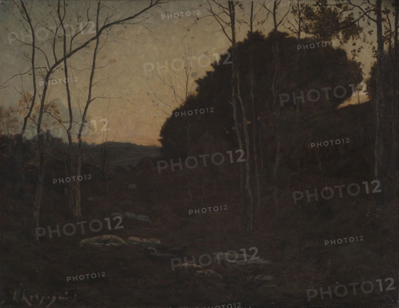 Clairière en forêt, Fontainebleau, c.1866. Clearing in the forest of Fontainebleau.