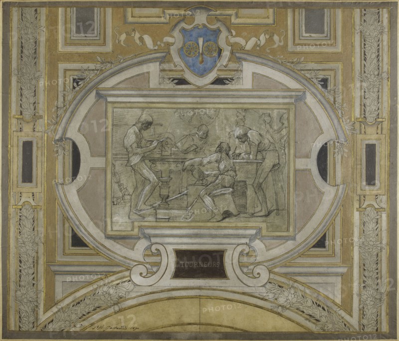 Esquisse pour la galerie des Métiers de l'Hôtel de Ville : Tourneurs, 1890. Turners.