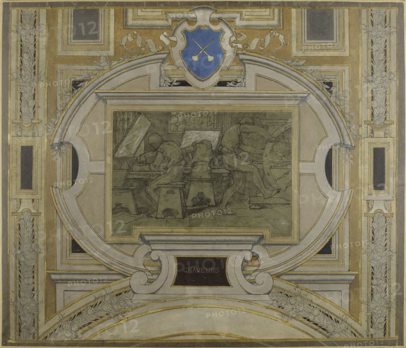 Esquisse pour la galerie des Métiers de l'Hôtel de Ville : Graveurs, 1890. Engravers.