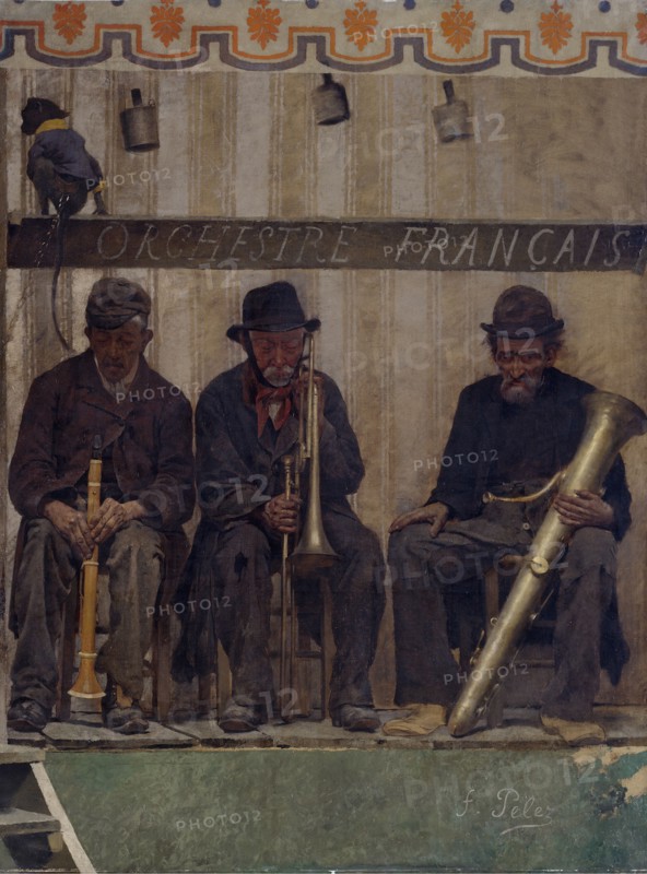 Grimaces et misère - Les Saltimbanques (les musiciens), 1888. Creator: Fernand Pelez.