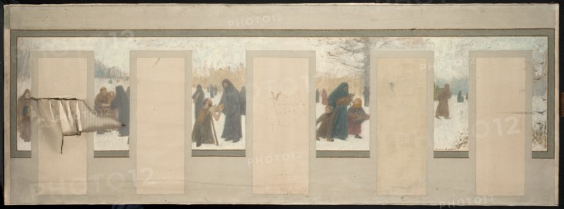 Sketch for the town hall of Bagnolet: winter landscape, 1893.  Creator: Henri Rachou.